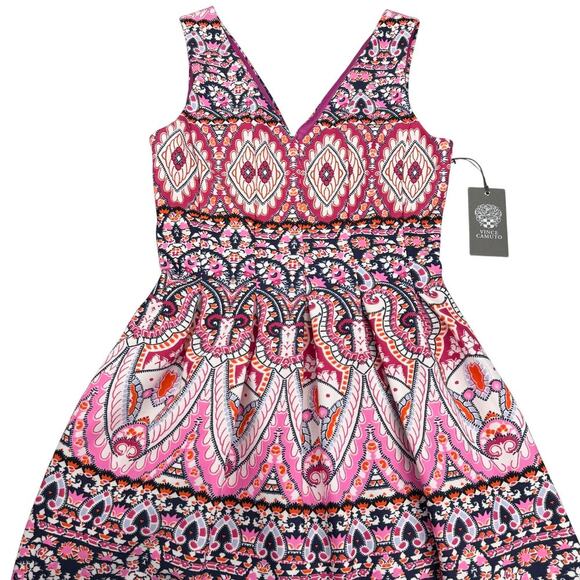 NWT VINCE CAMUTO Geo-Print Fit & Flare Dress Sz 2 - Picture 4 of 7